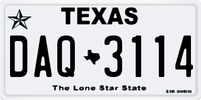TX license plate DAQ3114