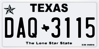 TX license plate DAQ3115