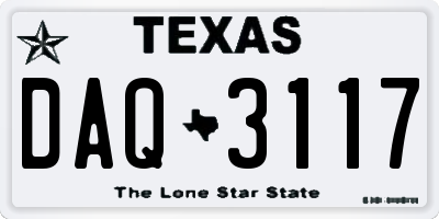 TX license plate DAQ3117