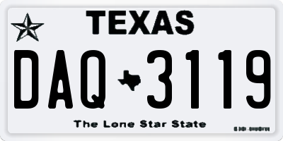 TX license plate DAQ3119