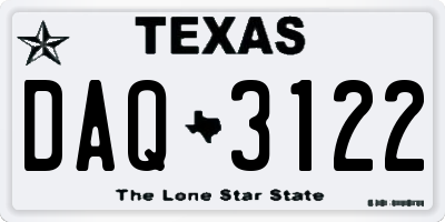 TX license plate DAQ3122