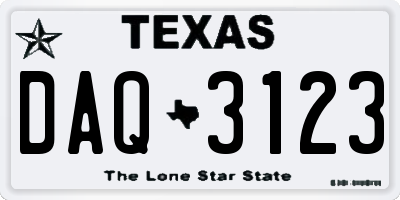 TX license plate DAQ3123