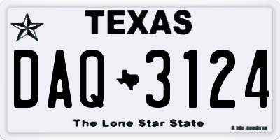 TX license plate DAQ3124