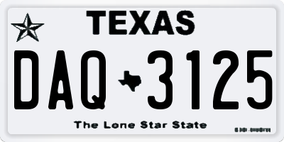 TX license plate DAQ3125