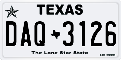 TX license plate DAQ3126
