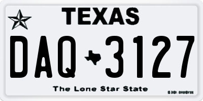 TX license plate DAQ3127