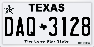 TX license plate DAQ3128