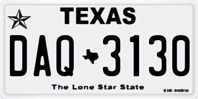 TX license plate DAQ3130