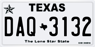 TX license plate DAQ3132