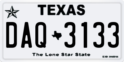 TX license plate DAQ3133