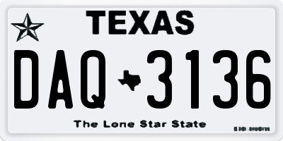 TX license plate DAQ3136