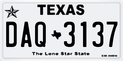 TX license plate DAQ3137