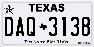 TX license plate DAQ3138