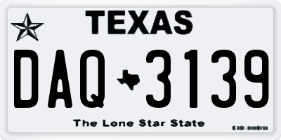 TX license plate DAQ3139
