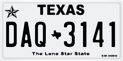 TX license plate DAQ3141