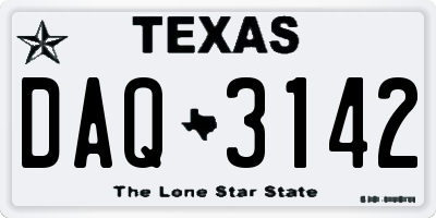 TX license plate DAQ3142
