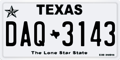 TX license plate DAQ3143