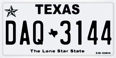 TX license plate DAQ3144