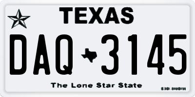 TX license plate DAQ3145