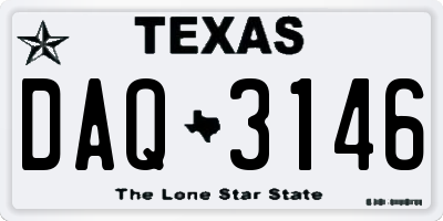 TX license plate DAQ3146