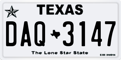 TX license plate DAQ3147