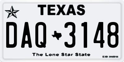 TX license plate DAQ3148