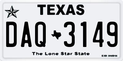 TX license plate DAQ3149