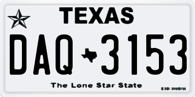 TX license plate DAQ3153