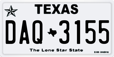 TX license plate DAQ3155