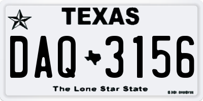 TX license plate DAQ3156