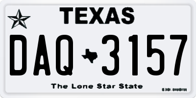 TX license plate DAQ3157