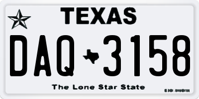 TX license plate DAQ3158