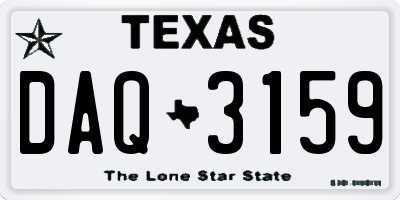 TX license plate DAQ3159