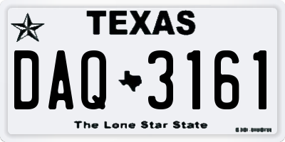 TX license plate DAQ3161