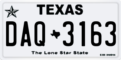 TX license plate DAQ3163