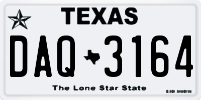TX license plate DAQ3164