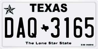 TX license plate DAQ3165