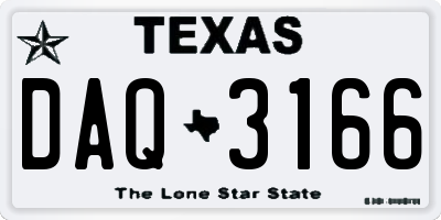 TX license plate DAQ3166