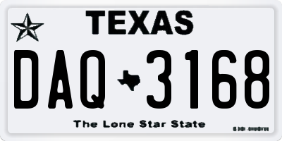 TX license plate DAQ3168