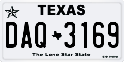 TX license plate DAQ3169