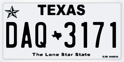 TX license plate DAQ3171