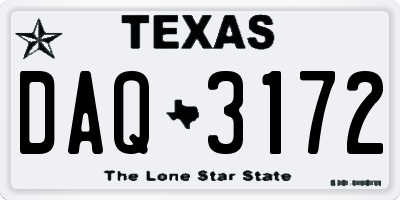TX license plate DAQ3172