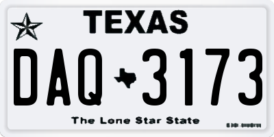 TX license plate DAQ3173