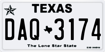 TX license plate DAQ3174