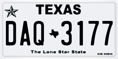 TX license plate DAQ3177