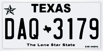 TX license plate DAQ3179