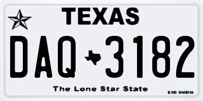 TX license plate DAQ3182