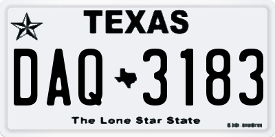 TX license plate DAQ3183