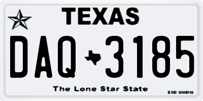 TX license plate DAQ3185