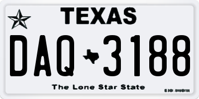 TX license plate DAQ3188